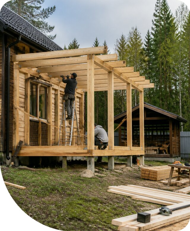 Строительство пристроек и построек на участке в Алексеевке